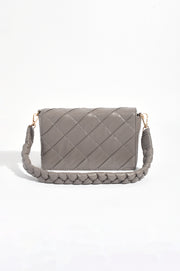 Torie Plait Handle Foldover Handbag (Grey)