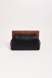Vivienne Weave Timber Frame Clutch (Black)