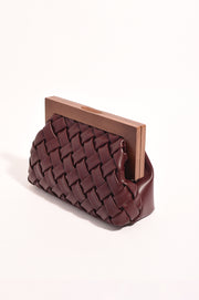 Vivienne Weave Timber Frame Clutch (Burgundy)