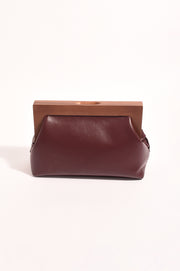Vivienne Weave Timber Frame Clutch (Burgundy)