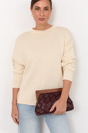 Vivienne Weave Timber Frame Clutch (Burgundy)