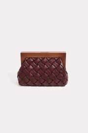 Vivienne Weave Timber Frame Clutch (Burgundy)