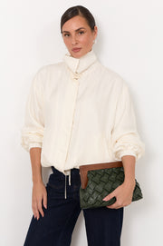 Vivienne Weave Timber Frame Clutch (Khaki)