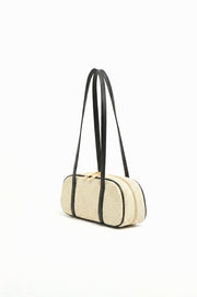 Weave and Trim Bowler Bag (Natural/Black)