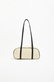Weave and Trim Bowler Bag (Natural/Black)