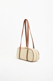 Weave and Trim Bowler Bag (Natural/Tan)