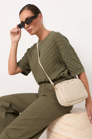 Wide Weave Crosbody Bag (Stone)