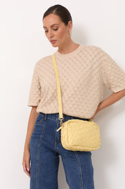 Wide Weave Crossbody Bag (Yellow)