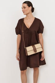 Woven Fold Over Small Bag (Natural)