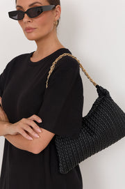 Arrow Weave Shoulder Bag (Black)