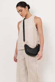 Asymmetrical Woven Small Bag (Black)
