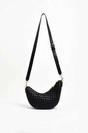 Asymmetrical Woven Small Bag (Black)