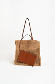 Semi Structured Woven Tote (Camel/Tan)