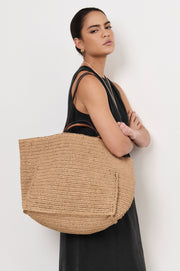 Semi Structured Woven Tote (Camel/Tan)