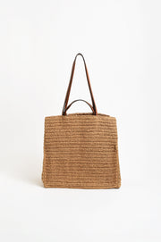 Semi Structured Woven Tote (Camel/Tan)