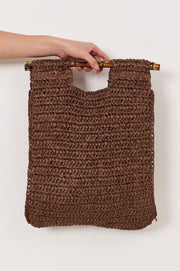 Paper Weave with Bamboo Handle Tote (Chocolate)