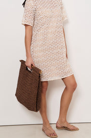 Paper Weave with Bamboo Handle Tote (Chocolate)