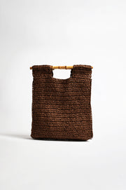 Paper Weave with Bamboo Handle Tote (Chocolate)