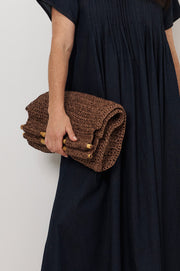 Paper Weave with Bamboo Handle Tote (Chocolate)