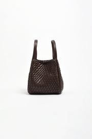 Woven Slouch Bucket Bag (Chocolate)