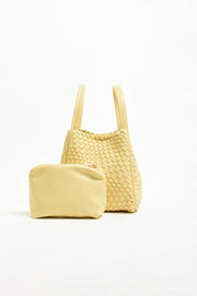 Woven Slouch Bucket Bag (Lemon)