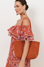Woven Satin Tote (Orange)