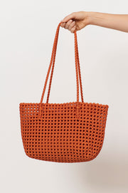 Woven Satin Tote (Orange)