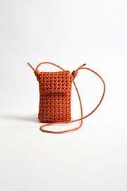 Woven Satin Mini Crossbody Bag (Orange)