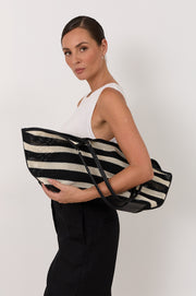 Sporty Weave Tote (Black/Natural)
