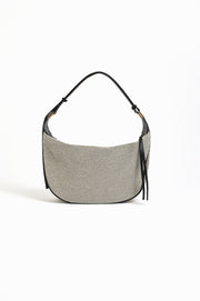 Canvas Weave Shoulder Bag (Black)