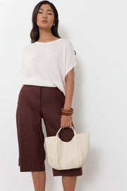 Stitch Curved Small Bag (Cream)