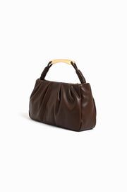 Gold Handle Gathered Mini Bag (Chocolate)
