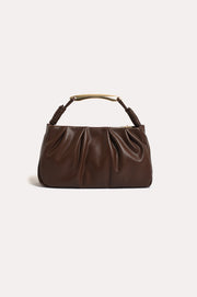 Gold Handle Gathered Mini Bag (Chocolate)