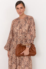 Gold Handle Gathered Mini Bag (Tan)