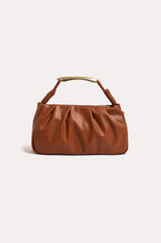 Gold Handle Gathered Mini Bag (Tan)