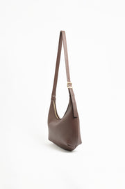 Maggie Woven Moon Crossbody Bag (Chocolate)