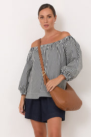 Maggie Woven Moon Cross Body Bag (Tan)