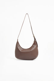Maggie Woven Moon Crossbody Bag (Chocolate)