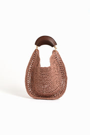Round Weave Handle Handbag (Rose)