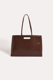 Renee Croc Folio Bag (Chocolate)