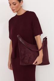 Wren Faux Suede Slouchy Tote (Wine)