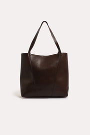 Quinn Simple Panelled Tote (Chocolate)