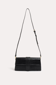 Rommy Croc Foldover Handbag (Black)