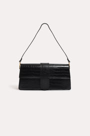 Rommy Croc Foldover Handbag (Black)
