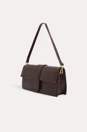 Rommy Croc Foldover Handbag (Wine)