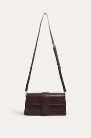 Rommy Croc Foldover Handbag (Wine)