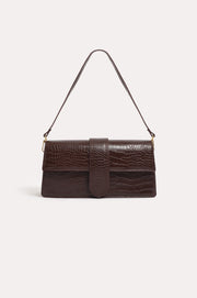 Rommy Croc Foldover Handbag (Wine)