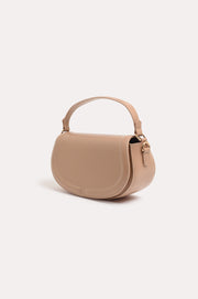 Kloe Smooth Saddle Crossbody Bag (Nude)