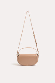 Kloe Smooth Saddle Crossbody Bag (Nude)