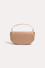 Kloe Smooth Saddle Crossbody Bag (Nude)